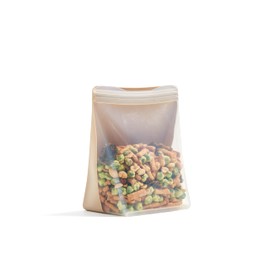 W&P Porter Silicone Reusable Storage Bag, Sandwich (36oz Stand-Up), Oat, Food Storage Container, Microwave and Dishwasher Safe, Easy Cleaning