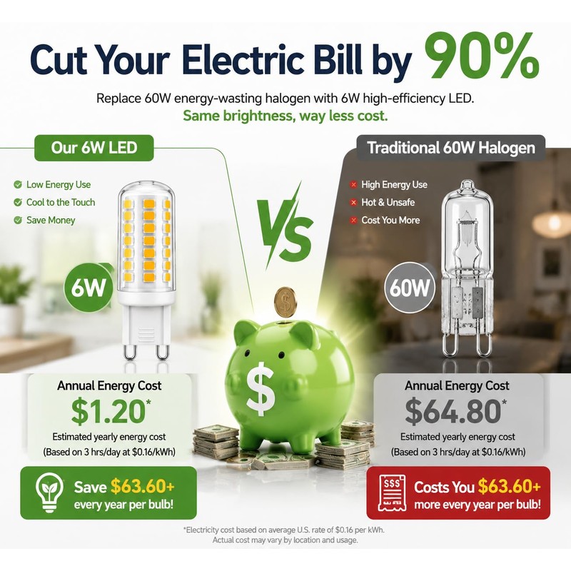 Momolumen G9 LED Light Bulbs 5W 50W Halogen Equivalent, Non-Dimmable