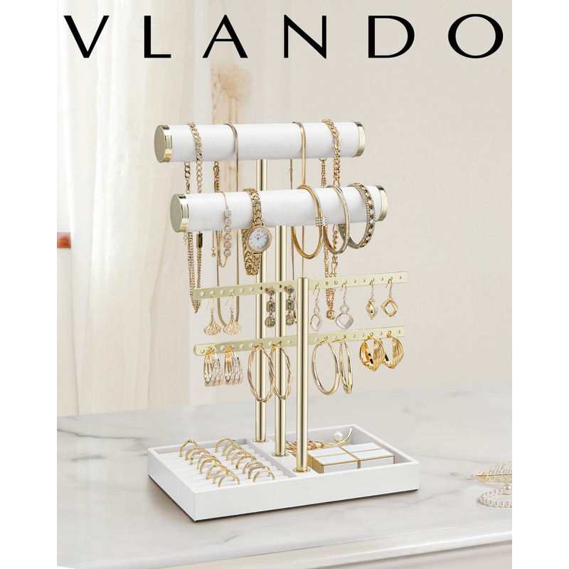 Vlando Accessory Stand Bracelet Earrings Ring (White)
