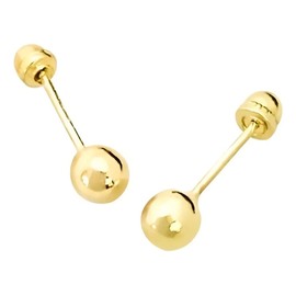 Aretes Broqueles De Oro 10k Para Nina Bolita 3mm Joyeria Infantil Fina Comodos Seguros Hipoalergenicos Lujo Elegante Uso Diario Regalo Bautizo Cumpleaños Recien Nacida Alta Calidad Garantia