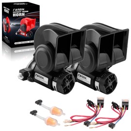 FARBIN Air Horn for Truck,Compact Electric Train Horn,Car Horn 12V 150db Super Loud with Wiring Harness,for Any 12V Vehicles. 2PCS