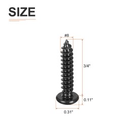 DTGN #8x3/4" Phillips Pan Head Self-tapping Screw - 100Pack - Black Oxide 304 Stainless Steel Sheet Metal Screws Wood Screws