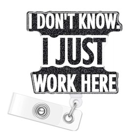 Funny Nurse Badge Reel Retractable, I Just Work Here Badge Reel with ID Clip for Cute Nursing Student Doctor RN LPN Medical Assistant Work Office Name Tag Card Holder