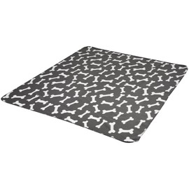 MIJOMA Fleece Dog Blanket with Bone Pattern, Cuddly Soft Quality, 150 x 130 cm (100 x 70 cm, Light Grey)