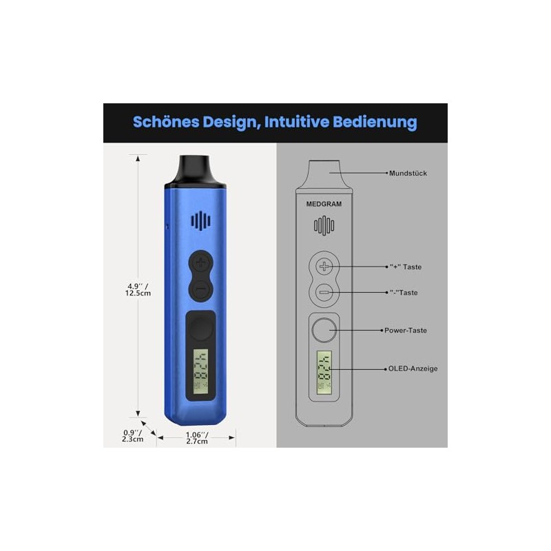 Vaporizer Herbs | MEDGRAM Precise Temperature Setting 93-220°C | LCD