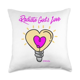 4ChristCreations Awesome Faith Inspiring Designs Radiate God’s Love Heart Shaped Lightbulb Religious Faith Throw Pillow, 18x18, Multicolor