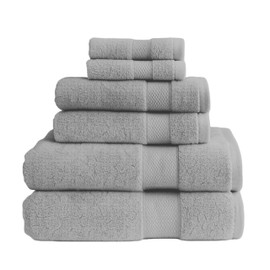Veloura 6-Piece Bamboo Towel Set – Ultra Soft, Absorbent & Eco-Friendly – Includes 2 Bath Towels, 2 Hand Towels, 2 Washcloths, Quick Dry – Luxury Bathroom Essentials (Grey) (Grey)