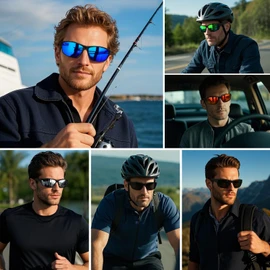 Ofwin Polarized Sports Sunglasses for Men Women Driving Cycling Fishing Wrap Around Sun Glasses UV400 Protection, Matte Black Frame/Brown Lens, standard