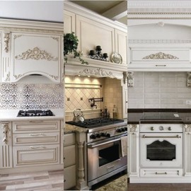 2 Pieces Wood Carved Ornament Unpainted Wood Appliques Wooden Sculpture Applique Onlay Wood Carving Applique Wood for Furniture Decoration Cabinet Window Door Bed Decor (Style 6)