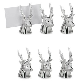 SILBERKANNE Holder for Place Cards Set of 6 Deer 4 x 2.5 cm Premium Silver Plated Elegant Silver-Plated in Top Workmanship Ready to Give as a Gift with Stylish Gift Packaging