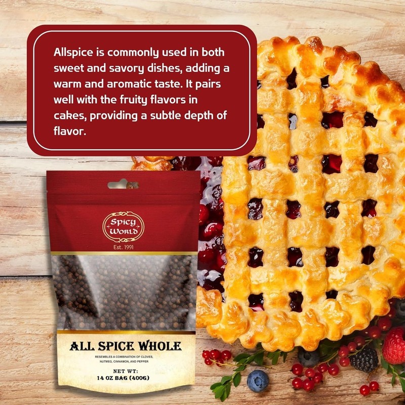 Spicy World Whole Allspice Berries 14 Oz Resealable Bag |