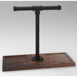 FARM IN Solid Acacia Wood Headphone Stand for Desk Industrial Headset Holder with Storage Base for Gaming and Office Accessories