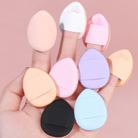 メイクスポンジ 使い捨て 指のパフ 指パフ ミニパフ 乾湿両用 クッションファンデ 指先用 6色 18個セット ksp02