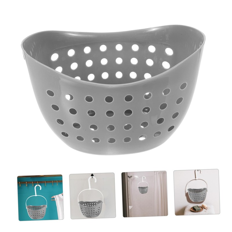 LABRIMP Hook Storage Basket Perforated Drainable Container for Toiletries and