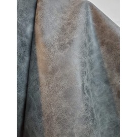NAT Leathers | Gray Distressed Crazy Horse Oily Faux Vegan Leather PU {Peta Approved Vegan} | 1 Yard (36 inch x 54 inch Wide) Cut by Yard Pleather 0.9 mm Vinyl Upholstery | Gray Distress 36"X54"