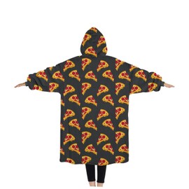Touchbetter Cute Pizza Pie Wearable Oversized Blanket, Sherpa Blanket Hoodie with Super Pockets, Super Warm Fuzzy Pullover for Women & Men