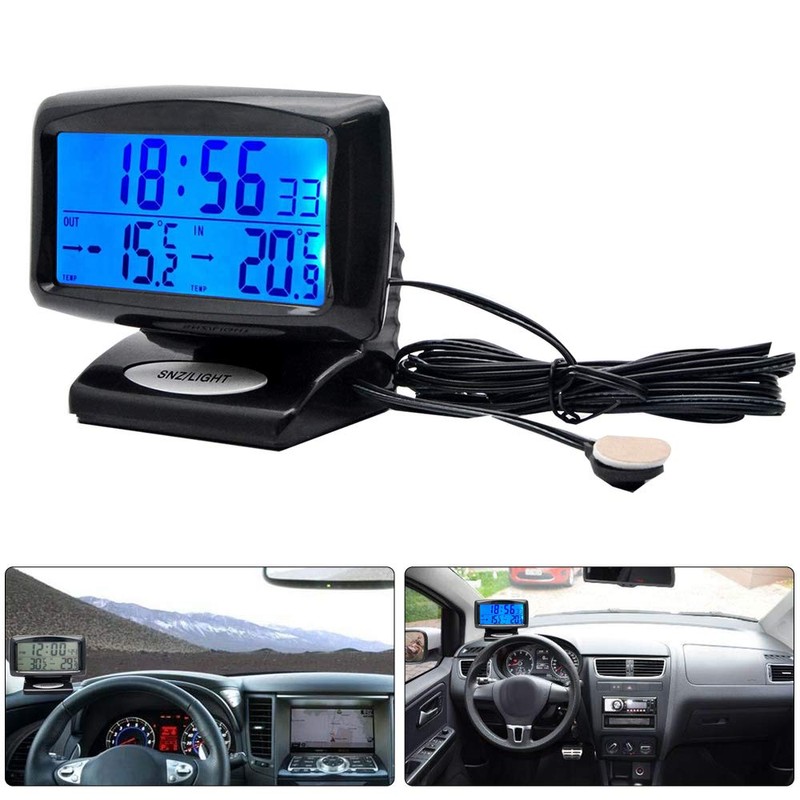 MASO Car LCD Digital Temperature Clock 2 in 1 Indoor