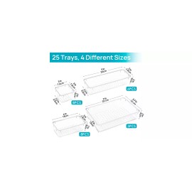 vic_space1 Drawer Organizers Trays Clear Storage Bins Plastic Makeup Bedroom Kitchen 25 Pcs