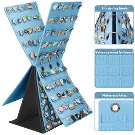 PACMAXI Pin Display Holder, Brooch Pin Organizer, Enamel Pin Display Pages for Store 240+ Pins, Pin Collection Storage Calendar Stand with 3 Binders and 5 Pages (Not Include Any Accessories)