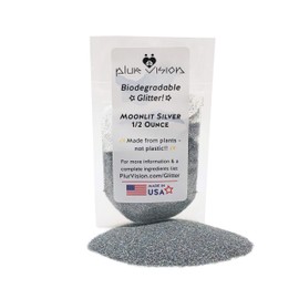 Moonlit Silver Biodegradable Glitter 1/2 Ounce - Made from Plant Cellulose, Earth Friendly. Perfect for Body, Cosmetics, Crafts, DIY Projects. Can be Mixed with Lotions, Gels, Oils, Face Paint