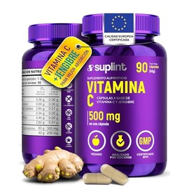Vitamina C 300 mg con Jengibre – Cápsulas Veganas de Vitamina C Pura para Inmunidad y Energía – Suplemento Natural con Antioxidantes – Sin OGM, Sin Gluten – 90 Cápsulas
