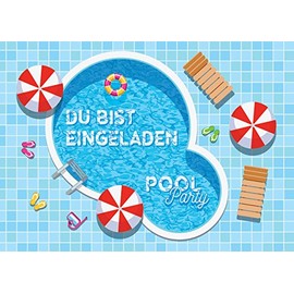 JuNa-Experten 8 Invitation Cards Children's Birthday Swimming Pool Girls Boys Boys Birthday Invitations Birthday Party Pool Party Card Set