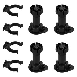 Yasmous 4Pcs Cabinet Foot Plastic, Plinth Feet Clips Cupboard Plinth Foot Leg Set, Kitchen Carcass Base Unit Clip Furniture Cupboard Leg, Kitchen Feet Adjustable for Bathroom Cabinet, 100 to 130 mm