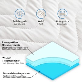 Komfortec Waterproof Mattress Protector 90 x 200 cm, Anti-Dust Mite Mattress Topper for Box Spring Bed & Mattress, Incontinence Pad, Breathable, Crinkle-Free, Oeko-Tex Certified