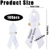 100 PCS White Ribbon Pins, Memorial Ribbons in Forever in