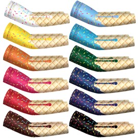 Newcotte 12 Pairs Arm Sleeves for Kids Compression Football Baseball Youth UV Protection Breathable Cooling Sleeve(Ice Cream,10-14 Years)
