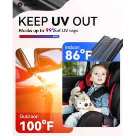 IAQWE Car Ceramic Window Tint 24" in x 25'Ft with 20% Percent VLT, Tinted Film for Car Windows, UV&IR Protection Heat Insulation Anti-Explosion Scratch Resistant