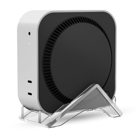 CaSZLUTION Mac mini M4 Vertical Stand, Acrylic Desktop Holder for Apple 2024 Mac mini Desktop Computer with M4 / M4 Pro chip - Anti-Slip Base, Improved Cooling & Space-Saving Design (Clear)