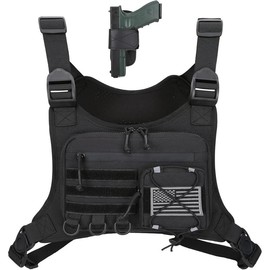 Outdoor Sports Chest Bag for Men, Chest Vest Holster Fits Most Pistols, EDC Travel Chest Pack for Running, Hiking Gear - Color: Olive