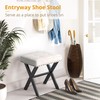 LUE BONA White Vanity Stool - Square Faux Leather Makeup
