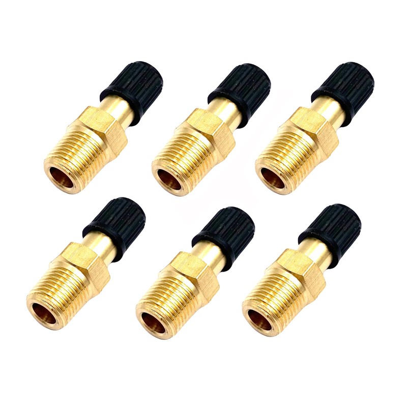 6Pcs Schrader Valve Adapters with 1/8" Male NPT,Brass 1/8" NPT