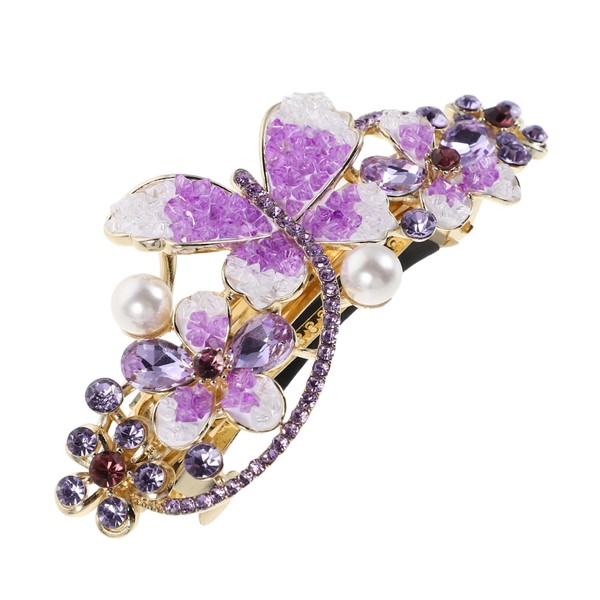 Gatuida Rhinestone Butterfly Hair Barrette: Flower Butterfly Spring Hair Clip