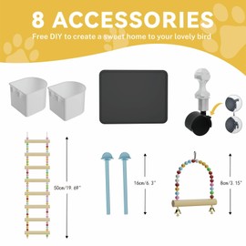 STILLCOVE Medium Flight Bird Cage, Black Parakeet Cages with Rolling Stand & Wheels, Wide Birdcage for Parrots Cockatiels Conure Budgie Canary Finch Lovebird