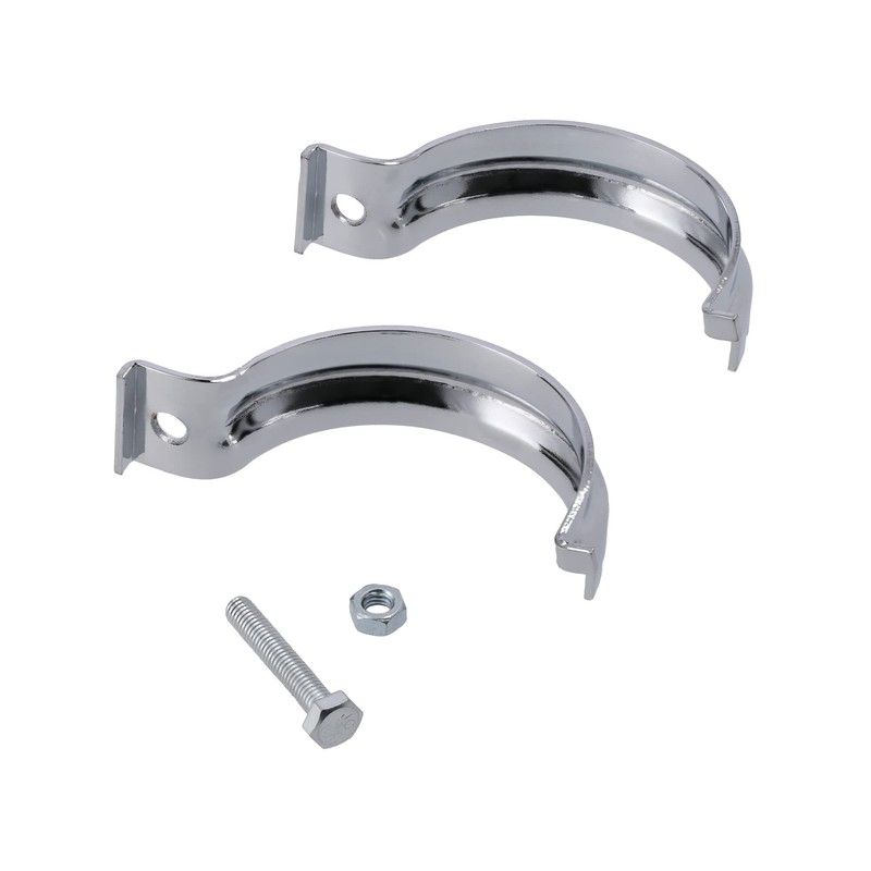 Auspuffhalteschelle hinten, breit, 2-teilig, verchromt - für Simson S50, S51,