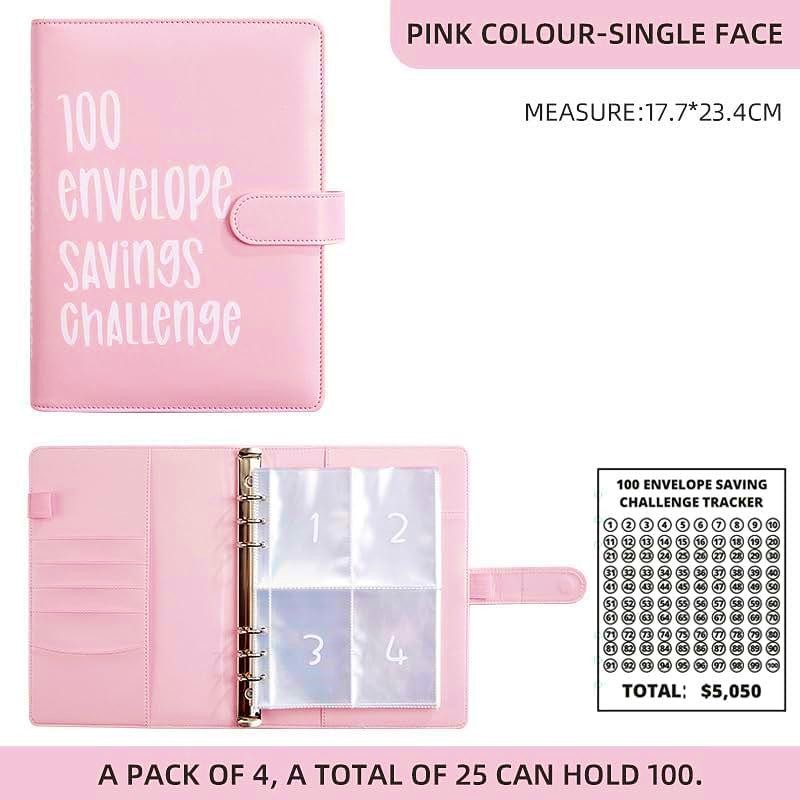 100 Envelope Challenge Binder，Envelopes Money Saving Challenge，Savings Money Challenge Book