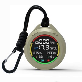 6-in-1 Portable Oxygen Detector O2 Monitor with CO, Altimeter, Barometer, Temperature, Humidity Monitor for Hiking, Campimg, RVs and Outdoor Activitists (Green)