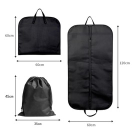 Suit Bags for Men - Suit Carrier & Shoe Bag Set, 60x120cm Foldable Cover with Button Closure, 35x45cm Shoe Bag, Durable & Breathable Garment Bags for Travel, Business, or Storage (Black)