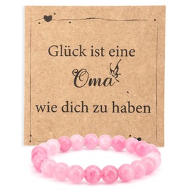 Nsetriu Mum Christmas Gifts for Grandma New Year's Eve Gifts Mum Gift for Mum Birthday Rose Quartz Bracelet Pearl Bracelet Grandma Gift Grandma Birthday Gift, Rubber