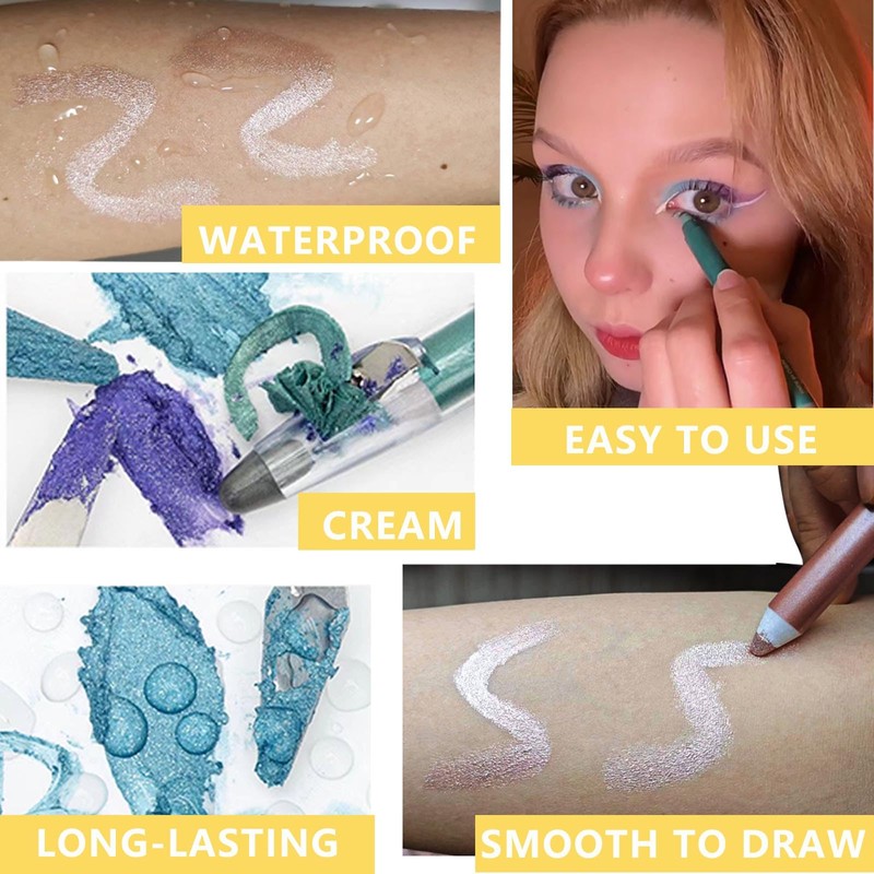 Daeuwiutr Light Blue Eyeshadow Stick, Highlighter Eye Liner,Eye Brightener Stick,