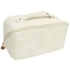 Makeup Cosmetic Bag Large Capacity Embossed Pattern Multifunctional Divider PU
