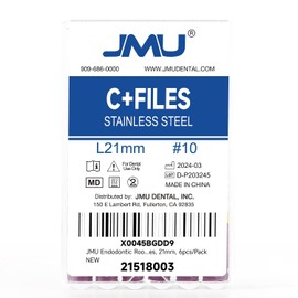 JMU Dental C+ Limas #10 de 21 mm, acero inoxidable, 6 unidades por paquete Para tratamiento profesional de endodoncia endodóntica
