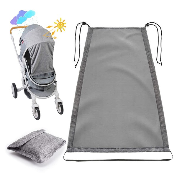 UNMOT Pram Sun Shade, Sun Shade for Buggy Pram Pushchair, Keep The Sun or Rain Away from Your Baby Pram Sunshade Can Be Folded into A Pouch, Portable, Gray