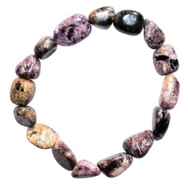 Zenergy Gems [1] CHARGED 7" Natural Charoite Crystal Nugget Bead Bracelet + Selenite Heart Charging Crystal Included (RELEASE FEAR TO LIVE IN THE NOW!)