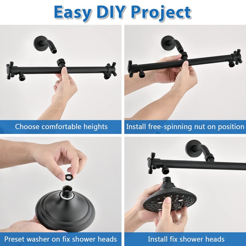 Proox Double Shower Head with Built-in Valve, High Pressure 6