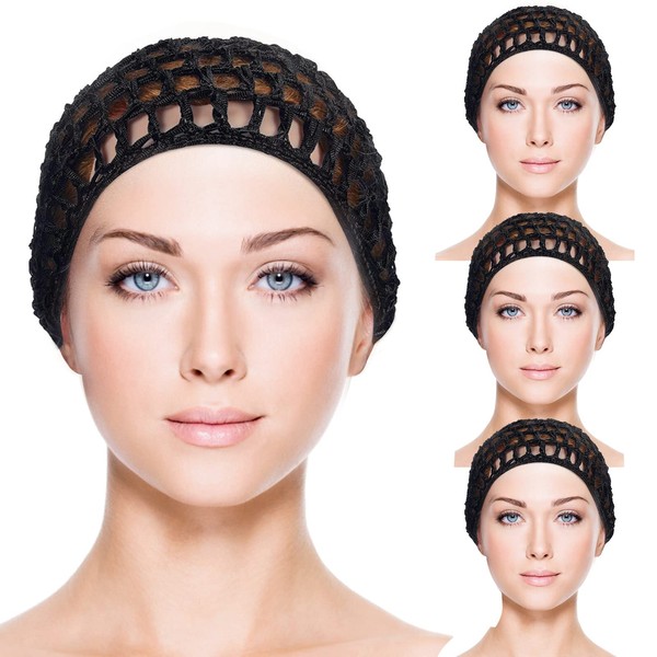 4Pcs Hair Nets for sleeping in Crochet Cap Hair Mesh