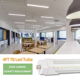 WAHADI 12 Pack 4FT T8 LED Tube Light Bulbs 24W One pin Fa8 Cap 6000K Daylight with Ultra Bright Dual-Row LED, 4 Foot T10 T12 Fluorescent Replacement for Garage, Shop, Warehouse